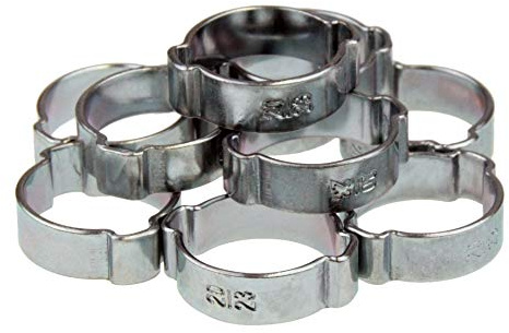 Alkan 10x 2-Ohr Schlauchschellen 20-23 mm Zweiohr Klemmschellen | Zweiohrschellen/2-Ohr-Klemmen für Schläuche und Leitungen, Spannbereich 20-23 mm, geeignet für Montage & Werkstatt