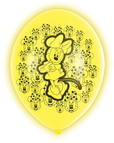 Amscan 9903704 - 5 Latexballons LED Minnie Maus, circa 28 cm, Geburtstag, Heliumballon