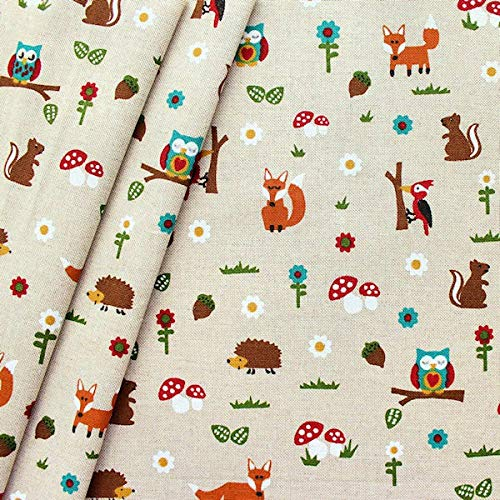 Dekostoff Stoff Buntes Waldleben Meterware Natur