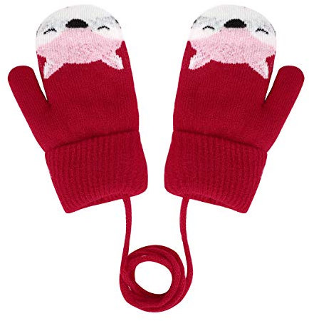 JINTN Niedlich Fuchs Handschuhe Doppelstrickwolle Kleinkinder Fäustlinge Verdickte Strickhandschuhe Winterhandschuhe Warme Handschuhe für 1-4 Jahre Kinder