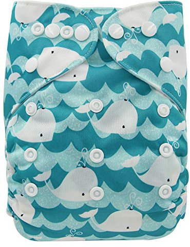 Baby Stoffwindel waschbar Windelhose Babywindel Größe Verstellbar Wiederverwendbar (Wal)