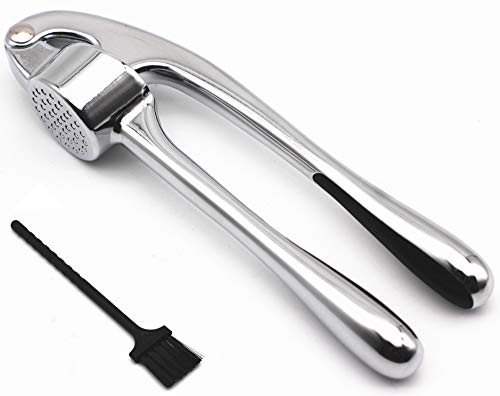 Jinshine Garlic Press Mincer Garlic Crusher, Garlic Crusher with Cleaning Brush, Use Garlic Press Save Without Peeling, Easy Squeeze, Rust Proof,Dishwasher Safe, JS2001