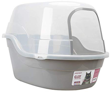XXL Katzenklo mit Abdeckung, Jumbo Hooded Katzentoilette Haubentoilette Katzensklo mit Dach für Große Katzenrassen oder Muti-Katzen Grau 63x48x43 cm von Petphabet