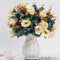 LESING Künstliche Kunstblumen mit Vase, Seidenrosen, Hochzeitsblumen, Blumensträuße, Zuhause, Büro, Party, Konferenzraum, Dekoration (Blau-1)