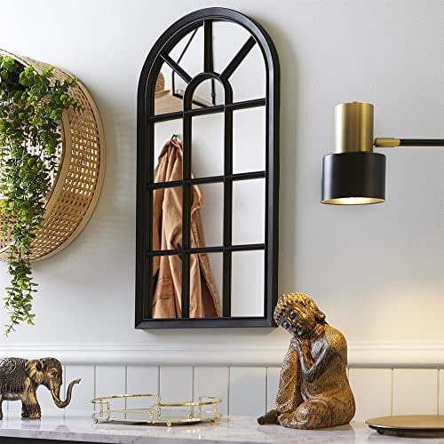 Biznest Window Style Wall Mirror Simply Stylish Decor Mirror Black Wall Window Mirror INDOOR/OUTDOOR 69X 34Cm
