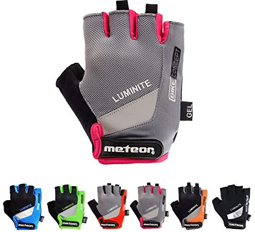 meteor radhandschuhe MTB Handschuhe Herren Gel GX31 Green fahrradhandschuhe Mountainbike Handschuhe - Radsport Handschuhe Damen - Radsporthandschuhe Downhill Fahrrad Handschuhe Kinder (M, Rosa)