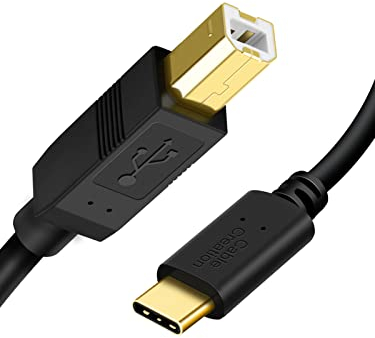 CableCreation USB B to USB C Printer Cable 1m, Durable USB C to USB B Printer Cable for Mac MacBook Pro USB C MIDI Cable for Yamaha Casio Digital Piano MIDI Controller DJ Controller Black