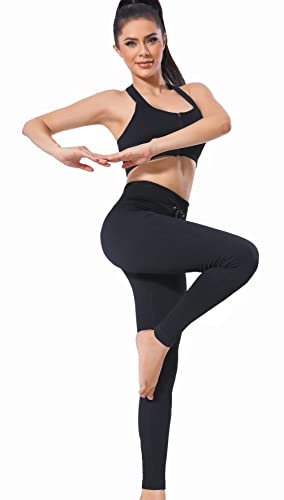 XDSP Damen Sportanzüge Sport Sets Sport Jogginganzug Sport Sets Yoga-Klage Leggings und Stretch Fitness-Set Reißverschluss Trainingsanzug Fitnessstudio, Laufen, Yoga(Schwarz 2 XL)