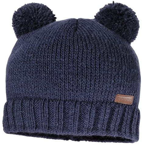 maximo Mini-Mütze, randlos 2 Pompons, Jerseyfutter Made in Germany 45 Navy