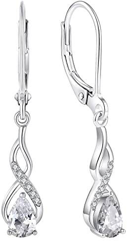 YL Unendlichkeit Ohrringe 925 Sterling Silber April Geburtsstein Simuliertes Diamant Ohrringe für Damen