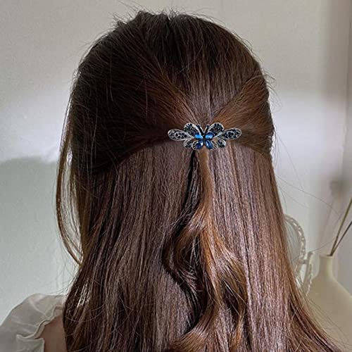 Aneneiceera Pince à cheveux de mariage en cristal bleu Barrette Molan Strass Noir Barrette à cheveux Clips Bling Coiffe de mariée Tête Clip Chapeaux Cristal Mariée Cheveux Accessoires pour(papillon)