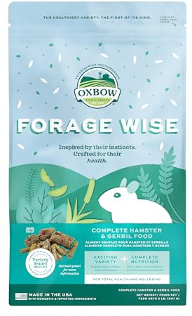Oxbow Forage Wise Hamster & Gerbil Food, Vitamin Rich Healthy Daily Diet, Hamster Food, Veterinarian Formulated, Small Animal Pet Products, No Artificial Colors & Preservatives, Made in USA, 2 lbs
