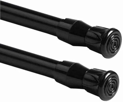 2 Stück Spannstange für Fenster, kurze Gardinenstange, 39,7 bis 71,1 cm, kleine Spannstangen, verstellbare Vorhangverlängerung, Schrankspannstangen für Schrank, schwarz