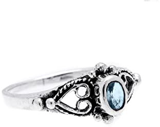 Windalf Vintage Damen Silber Ring ANELY 7 mm Topas Kristall Bohemia Verlobungsring 925 Sterlingsilber (Sterlingsilber, 18)