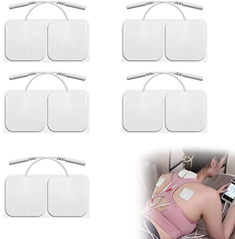 Elektroden Pads, 10 Stücke 50X50 mm Elektroden-Nachkaufset, TENS-EMS Elektroden, Wiederverwendbar Pigtail Klebe-Elektroden, Wiederverwendbar selbstklebenden Elektroden-Pads, Klebe-Elektroden