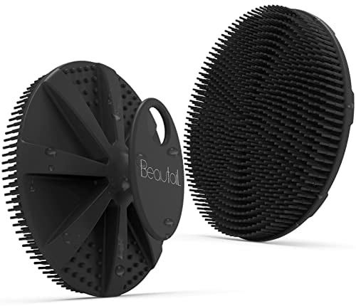 BEAUTAIL Silikon Körperbürste, Duschbürste aus Silikon, Sanfte Peeling Bürste Körper, Peelingbürste, Badebürste, Hygienischer als Luffa, für Frauen, Männer, empfindliche Haut, 1 Stück, Schwarz