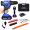 21V Cordless Drill with 2 * 1500mAh Batteries, 45Nm Electric Screwdriver, 3/8 Chuck, 25+1 Torque, 2 Speed - 400rpm/1400rpm, Power Combi Drill with 26pcs Accessories & Case