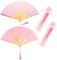 Vaktop Handheld Fan Folding, 2 Pcs Silk Hand Fans for Women Folding with Tassel and Fan Bag, Hand Fan Folding - for Gifts Dancing Cosplay Wedding Party Props Decoration (Pink)