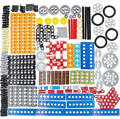 Habow 184pcs Technic-Parts Technic-Gears Axle-Pin-Connector Compatible with Lego-Technic, Technic Brick with Hole Liftarm Technic wheels Plate Technic Cam Technic Bush. MOC WeDo 2.0 replacement piece.