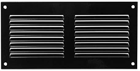 200x100mm Schwarz Lüftungsgitter mit Insektenschutz - Metall Abluftgitter - Abluft Zuluft Gitter