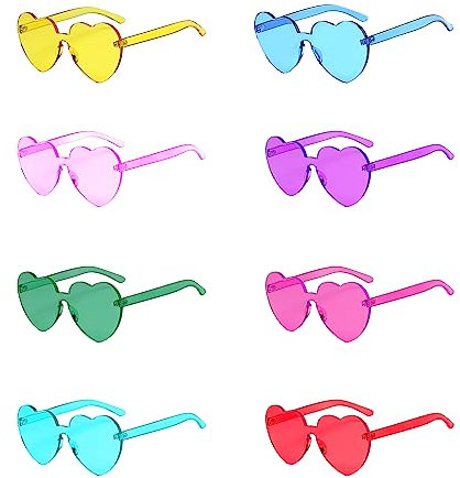 8 occhiali da festa a forma di cuore, occhiali da sole colorati stravaganti per festival, hippy, costume per adulti e bambini, occhiali da cuore_8