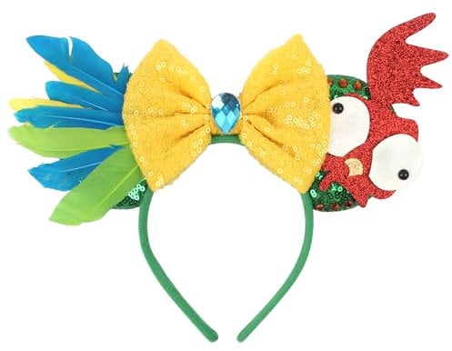 zhezesmila Shiny Mouse Ears Headband Hot Chicken Ears with Sparkly Bow Hawaii Headwear Decoration Hair Accessories for Birthday Party Theme Park