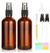 60ml Amber Glass Spray Bottles 2PCS Empty Fine Mist Spray Bottle Refillable Travel Perfumes Spray Bottles for Essential Oils, Perfumes，with 2 Atomizer Pumps, 1Funnel,3ml Plastic Dropper,4 Label