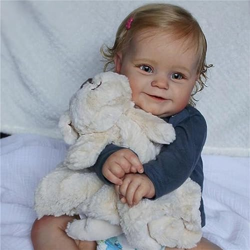 Zero pam Reborn Baby 60cm Reborn Puppen Lebensecht Silikon Baby Mädchen Süss Lächelnd Babypuppen Weich Körper Reborn Kleinkind Puppen Geschenk Spielzeug
