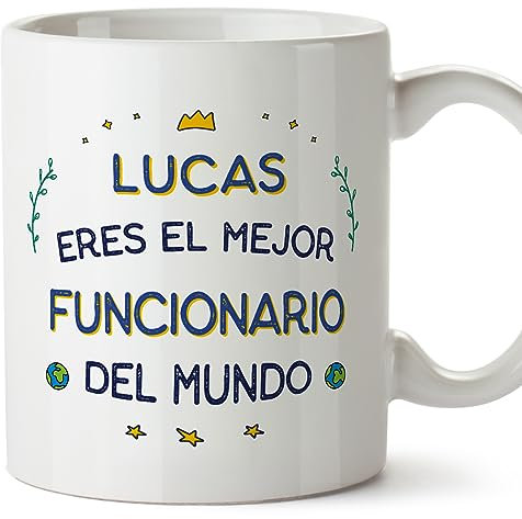 MUGFFINS Tazas Personalizadas para FUNCIONARIO hombre - En Español - Mejor del Mundo - 11 oz / 330 ml - Regalo Personalizable original y divertido