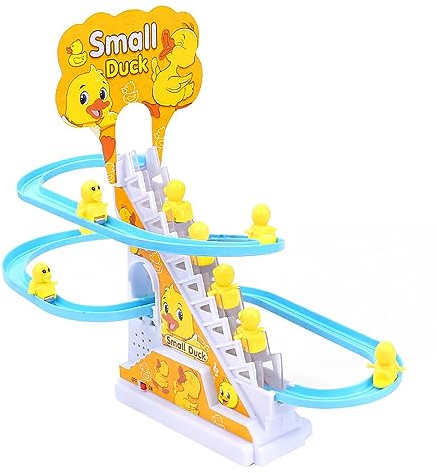 HRKVSK Jouet Escalier Canard, Jouet Toboggan Voie descalaDescalier Canard Électrique avec Lumières Clignotantes Et Musique pour Enfants, Little Duck Track Slide Toys