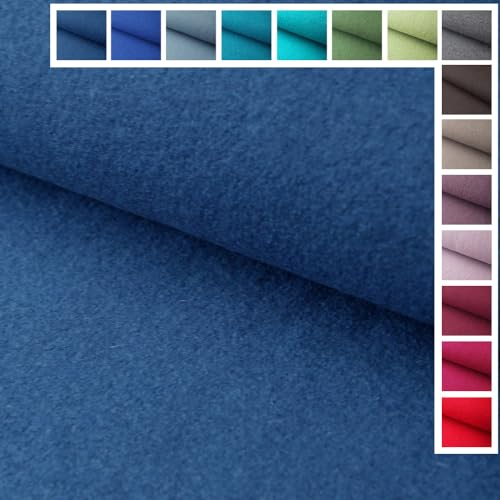 Premium Walkloden Walkstoff Kochwolle - 100% Wolle, Stoffe, Trachtenstoff, Meterware ab 25 cm Länge - Farbe Jeans Dunkel