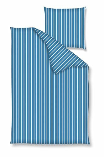 Traumschloss Renforcé Bettwäsche - Streifen blau weiß 200x200 / 80x80