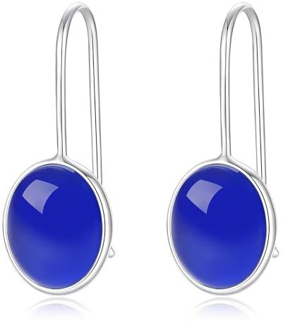 MetJakt 925 Silber Hängeohrringe für Damen mit Echtem Naturstein und Kristallen Bunt Glitzer Farbwechselnde Edelstein Ohrringe Damenschmuck (Saphir)