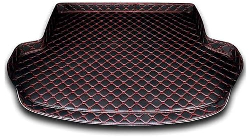 Auto Leder Kofferraummatte FüR Mazda 6 III Kombi ab 2012-2023, Kofferraumwanne Schutzmatte Teppich rutschfest Innenmatte Zubehör, D/Black Red