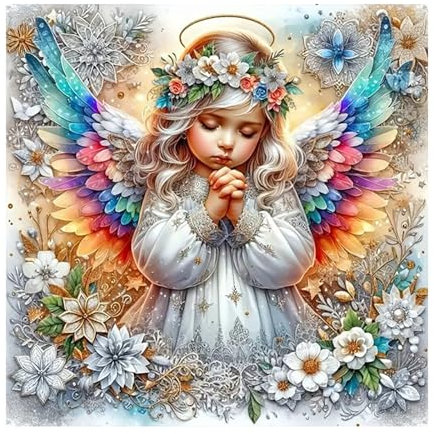 SHEGZHUC Diamond Painting Mädchen 30x30cm Diamond Painting Elfen Feen Blumenfee Schmetterlingsfee Engel Engelsflügel Bunt Diamant Malerei Kunst Stickerei Kreuzstich Bilder Geschenk Wanddekoration