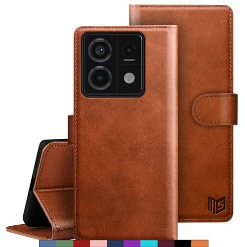 SUANPOT [RFID Schutz für Xiaomi Redmi Note 13 Pro 5G/Poco X6 5G Hülle PU Leder Handyhülle Lederhülle Klapphülle Kartenfach Flip Cover für Redmi Note 13 Pro Handy hülle Wallet Phone Case Hellbraun