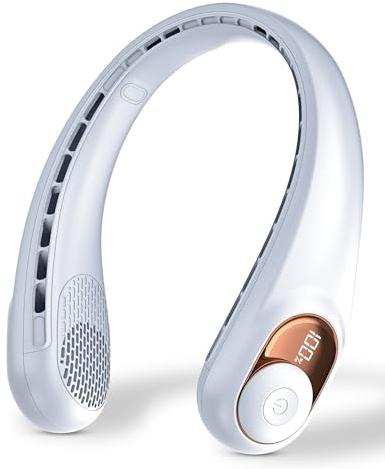 Ventilateur personnel avec écran LED, rechargeable USB-C, batterie 5200 mAh, réglage à 3 vitesses et fonctionnement silencieux, parfait pour la maison, les voyages, le sport