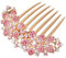 Damen Haarkamm mit eingelegten Blumen und Strasssteinen, Braut Haarschmuck Haare Seitenkamm für Mädchen Geschenk (Rosa)