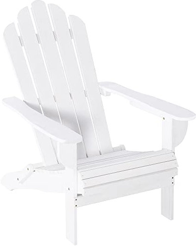Outsunny Fauteuil Adirondack Pliable de Jardin Grand Confort Assise Profonde Dossier incliné Bois de pin traité Peint Blanc
