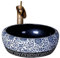 Schiff sinkt Keramik Badgefäßspüle, traditioneller Jingdezhenblau und Weiß über The Counter Eitelkeit, 16,5 '' x 16,5 '' Rundes Badezimmer, Waschbecken, Waschschale Waschtisch Waschbecken(With accesso