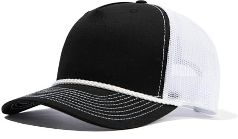 CLAPE Atmunsaktive Mesh Cap Sommer Trucker Cap Herren 5 Panel Basecap Damen High Crown Cap Sonnenschutz Schildmütze Verstellbar Outdoor Kappe Black DTK241