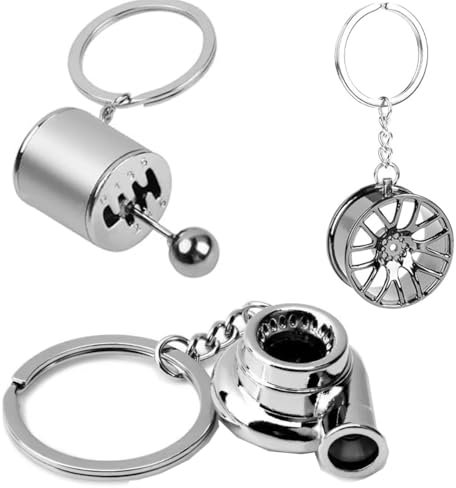 LiJuanWang Autoteile Schlüsselanhänger,3 Stück Keychain Auto Felgen Schlüsselanhänger Auto Schalthebel Schraubenschlüssel Schlüsselanhänger Geschenkschlüsse Kreatives Auto-Styling