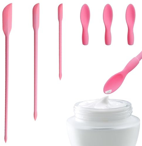 SGERUFZ 3 pièces silicone spatule cosmétique réutilisable Make Up spatule cosmétique cuillère en silicone (3 tailles) pour flacon étroit, confiture, lotion de beauté, crème