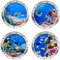 3D Wandtattoo Unterwasserwelt, 4 Pcs Wandtattoo Badezimmer Bullauge deko, Wandsticker Badezimmer Bilder Bullauge Unterwasserwelt Wandaufkleber (Lila)