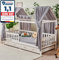 ALAVYA HOME® 3-TLG Hausbett Deko Set mit 2 Stück Betthimmel I 1 Stück Wimpelkette 300cm cm lang für Kinderbett Kinderzimmer I 100% Bio-Musselin Baumwolle I GOTS-Zertifiziert I 125 x 350 cm I Grau
