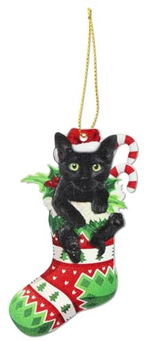 Thyonta Black Cat Christmas Tree Hanging Decoration Pet Dog and Cat Acrylic Decorative Hanging Ornaments Suitable for Christmas Tree Party Car Home（A）