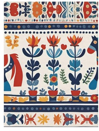 YYHWHJDE Superweiche Decke mit schwedischem Dala-Pferd, 203,2 x 152,4 cm, Überwurf, leicht, warm, langlebig, geeignet für Bett, Sofa
