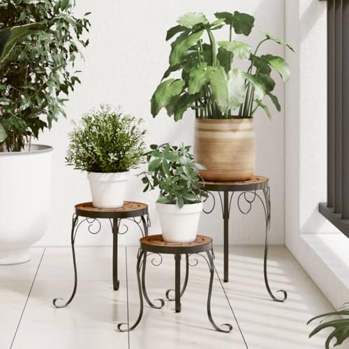 Xichuzi Pflanzenständer 3 STK. Terrakotta Keramik, Pflanzentreppe Outdoor, Kräutertreppe, Blumenständer, Blumenleiter Draußen, Kräutertopf Garten - 4003393