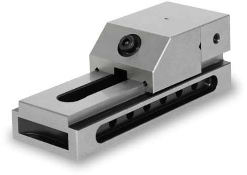 EBERTH Präzisions-Niederzugschraubstock, Backenbreite 50mm, maximale Spannkraft 65mm, Backenhöhe 25mm, aus robustem Stahl, professionell, für diverse Arbeiten, Werkstattschraubstock