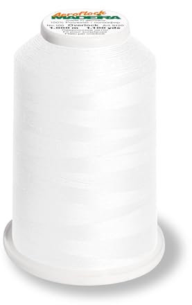 Aero-Flock 9120 und 9121 Miniking 1000m - Uni Multicolor Overlockgarn Bauschgarn für dehnbare Nähte, Nähgarn (Weiß)